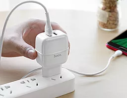 Сетевое зарядное устройство Hoco C77A 2.4a 2xUSB-A ports charger + micro USB cable white - миниатюра 5 Сетевое зарядное устройство Hoco C77A 2.4a 2xUSB-A ports charger + micro USB cable white - миниатюра 5