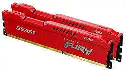 Оперативна пам'ять Kingston Fury 8 GB (2x4GB) DDR3 1600 MHz Beast Red (KF316C10BRK2/8)