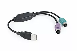 Кабель (шлейф) Cablexpert Переходник USB А-папа/2х PS/ 2. 30см (UAPS12-BK) - миниатюра 1