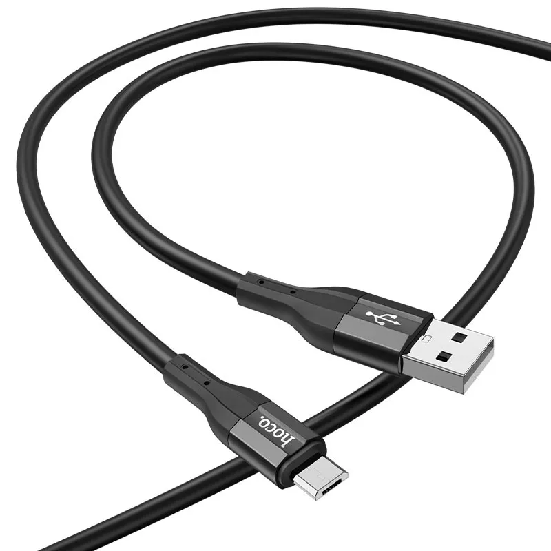 Кабель Hoco X72 Creator Silicone USB-A - micro USB 12w 2.4a 1м cable Black - фото 2