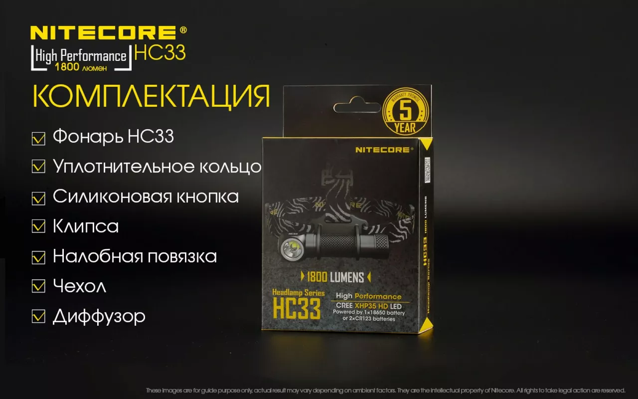 Ліхтарик Nitecore HC33 (Cree XHP35 HD) - фото 24