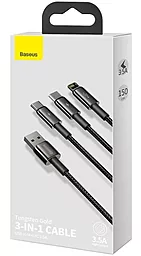 USB Кабель Baseus Tungsten Gold 3.5A 1.5M 3-in-1 USB to Type-C/Lightning/micro USB сable black (CAMLTWJ-01) - мініатюра 5