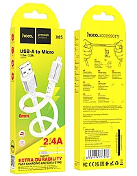 Кабель USB Hoco X85 Strength 2.4A micro USB Cable White - миниатюра 5