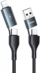 USB Кабель Remax 2.4A 4-in-1 USB Type-C+A to Type-C/Lightning cable black (RC-164)