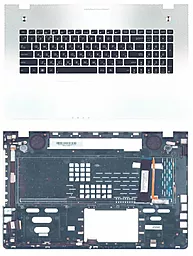 Клавиатура для ноутбука Asus N76V с топ панелью с подсветкой серебристая
