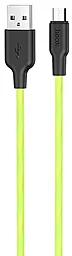 Кабель Hoco x21 Plus Fluorescent USB-A - micro USB 12w 2.4a 1м cable Green
