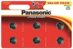 Батарейки Panasonic CR2025 6 шт (CR-2025EL/6B) 3 V