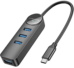 USB Type-C хаб Borofone DH5 USB3.0 4-in-1 black - фото USB Type-C хаб Borofone DH5 USB3.0 4-in-1 black