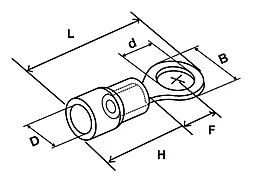 Клемма изолир. медь с лужением провод 0.5-1.5 отв. 3.2мм 100шт. красная (RV1.25-3) - миниатюра 3