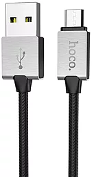 Кабель Hoco U49 Refined Steel USB-A - micro USB 12w 2.4a 1.2м cable Black - фото Кабель Hoco U49 Refined Steel USB-A - micro USB 12w 2.4a 1.2м cable Black