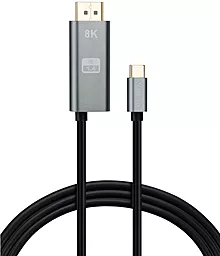 Відеокабель Vinga USB Type-C - DisplayPort v1.4 8k 60hz + USB Type-C female 100w port 1.5m gray (VCPVCCD1415PD)