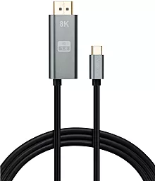Видеокабель USB Type-C - DisplayPort v1.4 8k 60hz + USB Type-C female 100w port 1.5m gray (VCPVCCD1415PD) Vinga