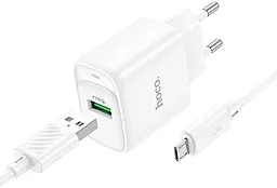 Мережевий зарядний пристрій Hoco C140A 18w QC3.0 fast charger + micro USB cable white - фото Мережевий зарядний пристрій Hoco C140A 18w QC3.0 fast charger + micro USB cable white