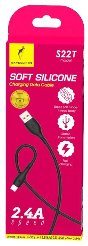 Кабель SkyDolphin S22T Soft Silicone USB-A - Type-C 12w 2.4a 1м cable Black - фото 3