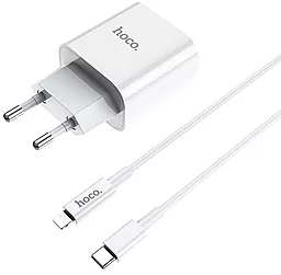 Мережевий зарядний пристрій з швидкою зарядкою Hoco C76A Speed Source PD3.0 18W + Type-C to Lightning Cable White - мініатюра 3