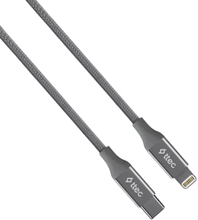 Кабель Ttec 2DK41UG USB Type-C - Lightning 18w 3a 1.5м PD сable Space Gray - фото 2