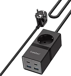 Мережевий фільтр (подовжувач) Earldom ES-SC21 2400w 1 розетка 2xUSB-C/2xUSB-A ports чорний - фото Мережевий фільтр (подовжувач) Earldom ES-SC21 2400w 1 розетка 2xUSB-C/2xUSB-A ports чорний