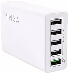 Мережевий зарядний пристрій з швидкою зарядкою Vinga 18w QC3.0 5xUSB-A ports charger white (M044)