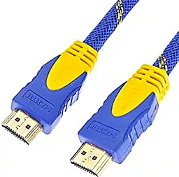 Видеокабель Merlion HDMI М-М 15м OD-8.0mm Blue/Gold Merlion (YT-HDMI(M)/(M)NY/BL-15m)