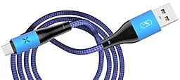 Кабель USB SkyDolphin S49T LED Aluminium Alloy 3A USB Type-C Cable Blue (USB-000568) - миниатюра 3