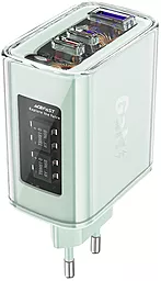 Сетевое зарядное устройство AceFast Sparkling Series Mountain Mist A45 65w GaN PD 2xUSB-C/USB-A ports car charger green (AFA45MM) - фото Сетевое зарядное устройство AceFast Sparkling Series Mountain Mist A45 65w GaN PD 2xUSB-C/USB-A ports car charger green (AFA45MM)