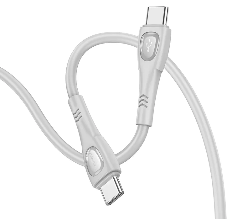Кабель Borofone BX98 Superior USB Type-C - Type-C 60w 3a 1м PD cable Gray - фото 2