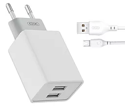 Сетевое зарядное устройство XO L65 2.4a 2xUSB-A ports charger + micro USB cable white