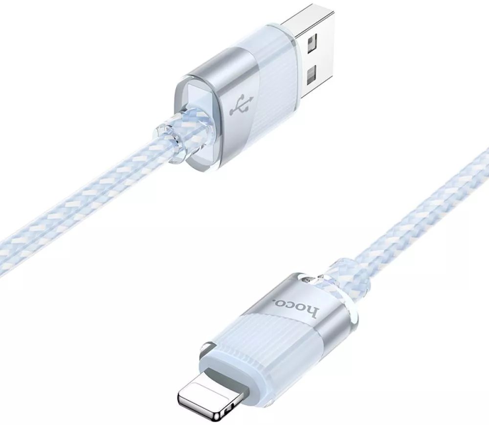 Hoco U132 USB-A - Lightning 12w 2.4a 1.2м cable Sky Blue - фото 3