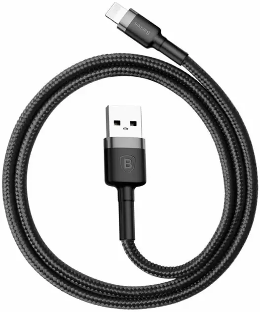 Кабель Baseus Cafule USB-A - Lightning 12w 2.4a 1м cable Black/Gray (CALKLF-BG1) - фото 4