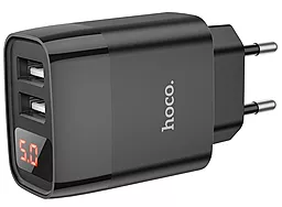 Мережевий зарядний пристрій Hoco C86A Illustrious Power 12W 2.4A USB-A-C Max LED Display Black - мініатюра 2