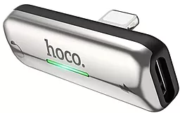 Аудио-переходник Hoco LS27 Dual 2in1 Lightning Charge Adapter grey - фото Аудио-переходник Hoco LS27 Dual 2in1 Lightning Charge Adapter grey