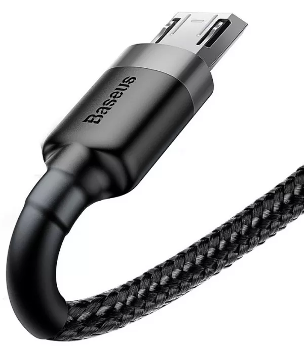 Кабель Baseus Cafule USB-A - micro USB 12w 2.4a 1м cable Grey/Black (CAMKLF-HG1) - фото 4