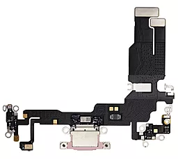 Нижній шлейф Apple iPhone 15 з роз'ємом зарядки, з мікрофоном Original - знятий з телефону Pink