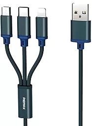Кабель USB Remax Gition 3-in-1 USB Type-C/Lightning/micro USB Cable Blue (RC-131th)