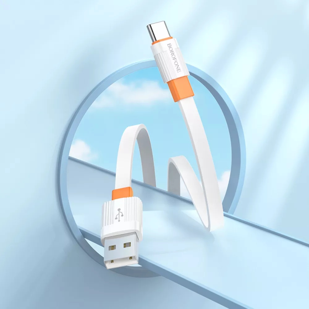 Кабель Borofone BX89 Union USB-A - Type-C 15w 3a 1м cable White/Orange - фото 4