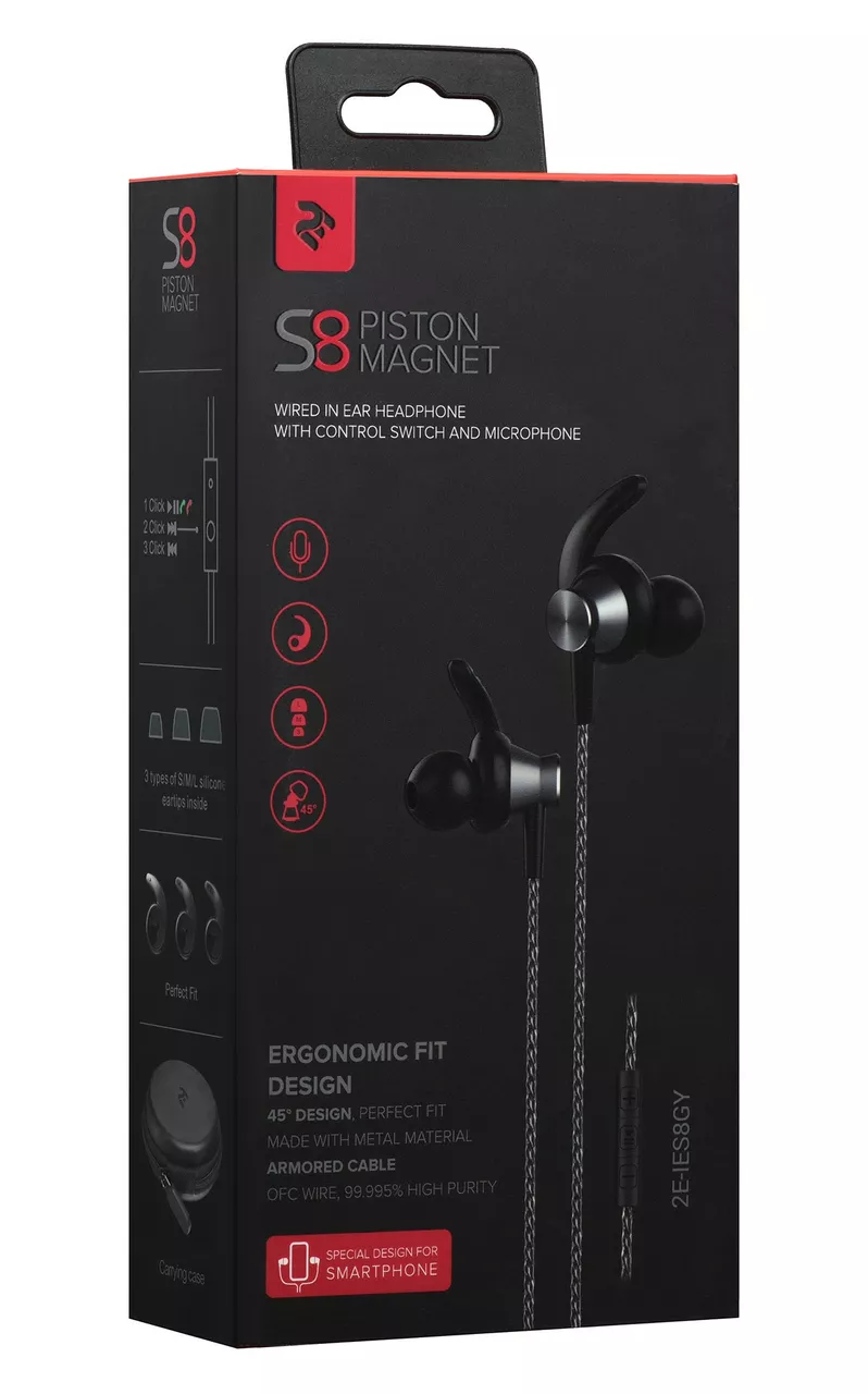 Навушники 2E S8 Piston Magnet Mic Grey (2E-IES8GY) - фото 4