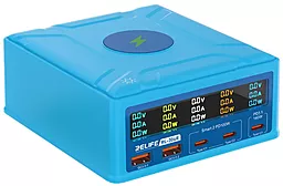 Зарядная станция Relife RL-304R 260w PD/QC 3xUSB-C/2xUSB-A ports fast charger blue - фото Зарядная станция Relife RL-304R 260w PD/QC 3xUSB-C/2xUSB-A ports fast charger blue