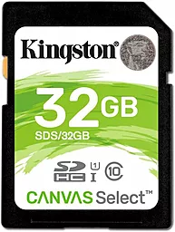 Карта памяти Kingston SDHC 32GB Canvas Select Class 10 UHS-I U1 (SDS/32GB)