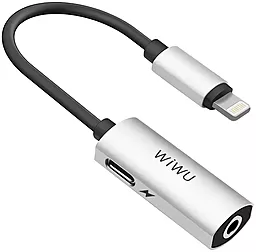 Аудио-переходник WIWU LT01 Pro Max Audio Adapter M-F Lightning -> Lightning + 3.5mm Silver - фото Аудио-переходник WIWU LT01 Pro Max Audio Adapter M-F Lightning -> Lightning + 3.5mm Silver