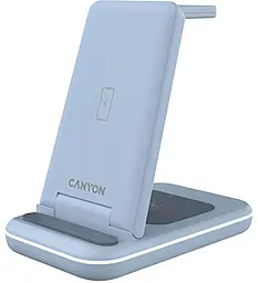 Беспроводное (индукционное), Док-станция зарядное устройство Canyon WS-304 Foldable 3-in-1 15w wireless charger blue (CNS-WCS304BL) - фото Беспроводное (индукционное), Док-станция зарядное устройство Canyon WS-304 Foldable 3-in-1 15w wireless charger blue (CNS-WCS304BL)