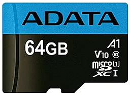 Карта памяти ADATA microSDXC 64GB Premier Class 10 UHS-I U1 V10 A1 (AUSDX64GUICL10A1-RA1) - миниатюра 2