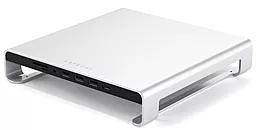 Мультипортовый USB Type-C хаб (концентратор) Satechi Aluminum Monitor Stand Hub Silver for iMac White(ST-AMSHS)