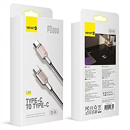 Кабель Veron CC04 USB Type-C - Type-C 60w 3a 1м PD cable Black - миниатюра 3 Кабель Veron CC04 USB Type-C - Type-C 60w 3a 1м PD cable Black - миниатюра 3