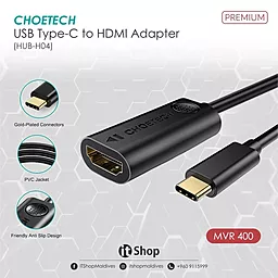 Видео переходник (адаптер) Choetech USB Type-C - HDMI v2.0 4k 30hz 0.15m black (HUB-H04) - миниатюра 7