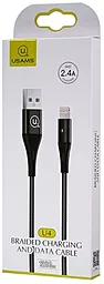 USB Кабель Usams U4 US-SJ209 Braided Data Lightning Cable Black - мініатюра 2