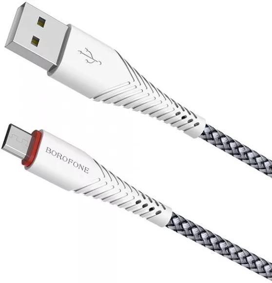 Кабель Borofone BX25 Powerful USB-A - micro USB 12w 2.4a 1м cable White - фото 3