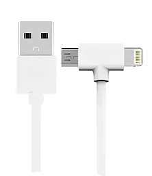 Кабель USB WK WDC-008 10w 2.1a Axe 2-in-1 USB to micro/Lightning cable white