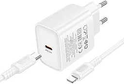 Сетевое зарядное устройство Borofone BA84A 30w PD USB-C ports fast charger + USB-C to Lightning cable white - фото Сетевое зарядное устройство Borofone BA84A 30w PD USB-C ports fast charger + USB-C to Lightning cable white