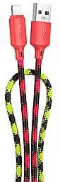 Кабель Hoco X116 Meridian USB-A - Lightning 12w 2.4a 1м cable gradient red mix - фото Кабель Hoco X116 Meridian USB-A - Lightning 12w 2.4a 1м cable gradient red mix