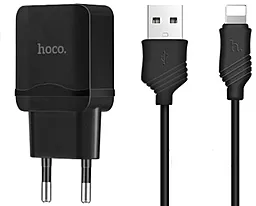 Мережевий зарядний пристрій Hoco C22A 2.4a home charger + Lightning cable black - фото Мережевий зарядний пристрій Hoco C22A 2.4a home charger + Lightning cable black